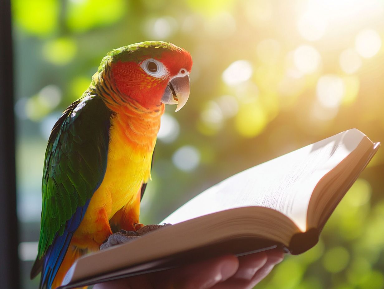 Image illustrating key takeaways for training your parrot to talk.