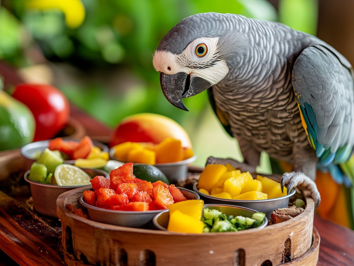 Illustration of Steps to Transitioning Your Pet Bird's Diet for Optimal Health.