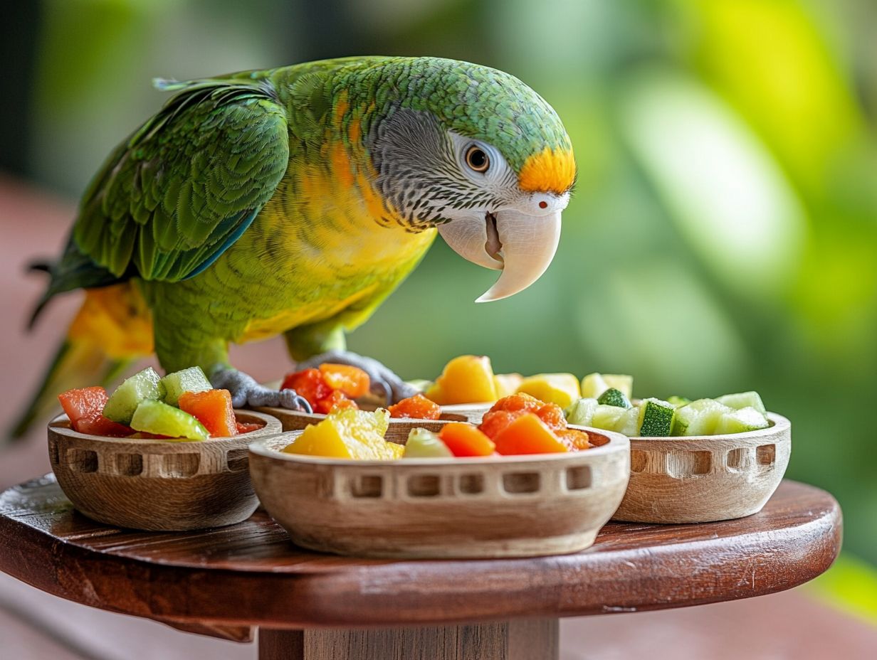 A visual guide on addressing nutritional deficiencies in pet birds.