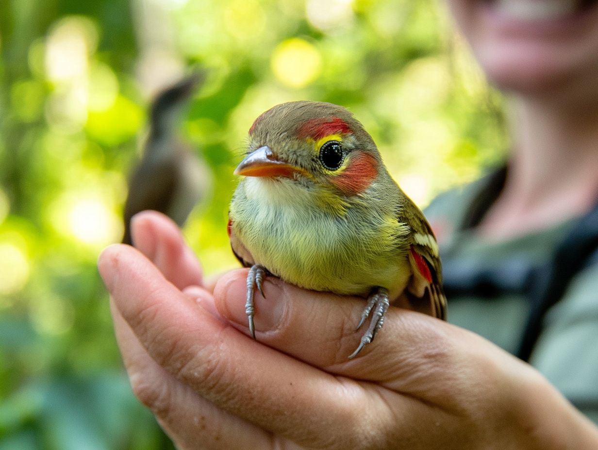 A bird being cared for at a rescue facility