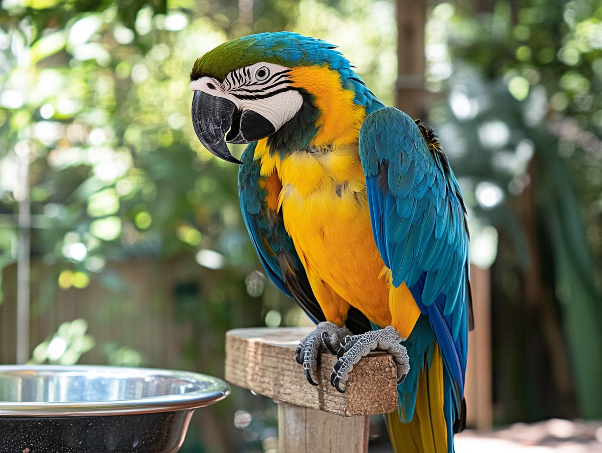 A macaw interacting playfully with its owner