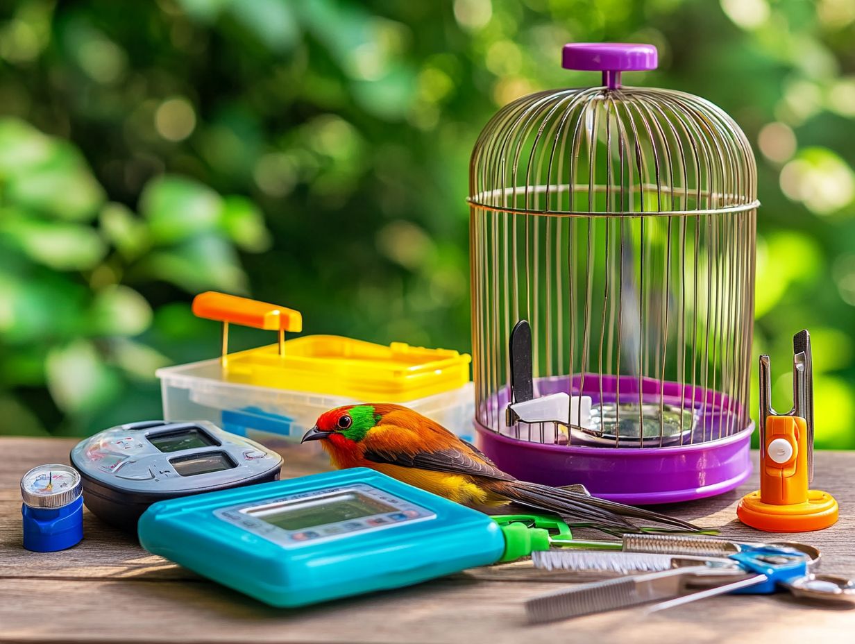 An array of essential bird health monitoring accessories