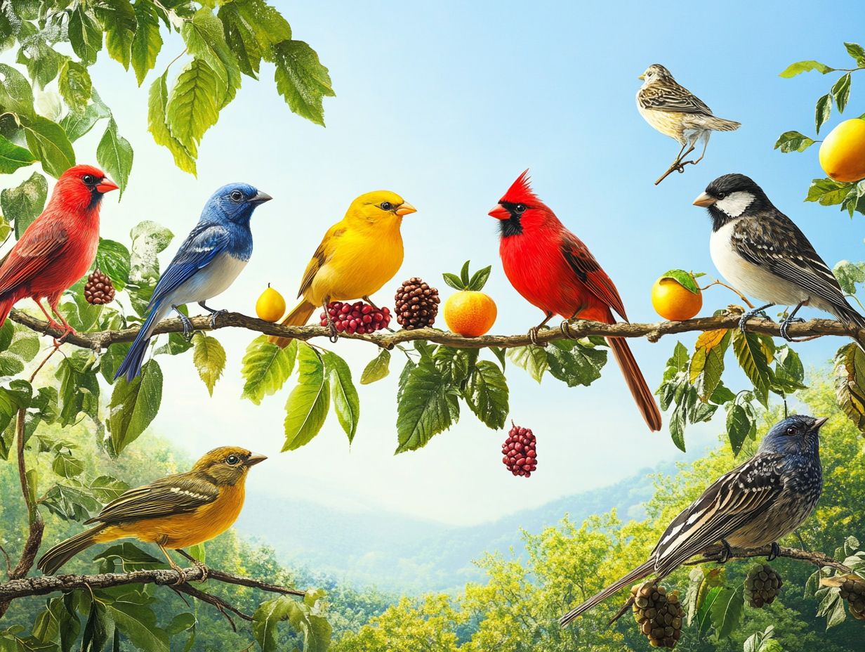 A variety of fresh foods suitable for bird diets