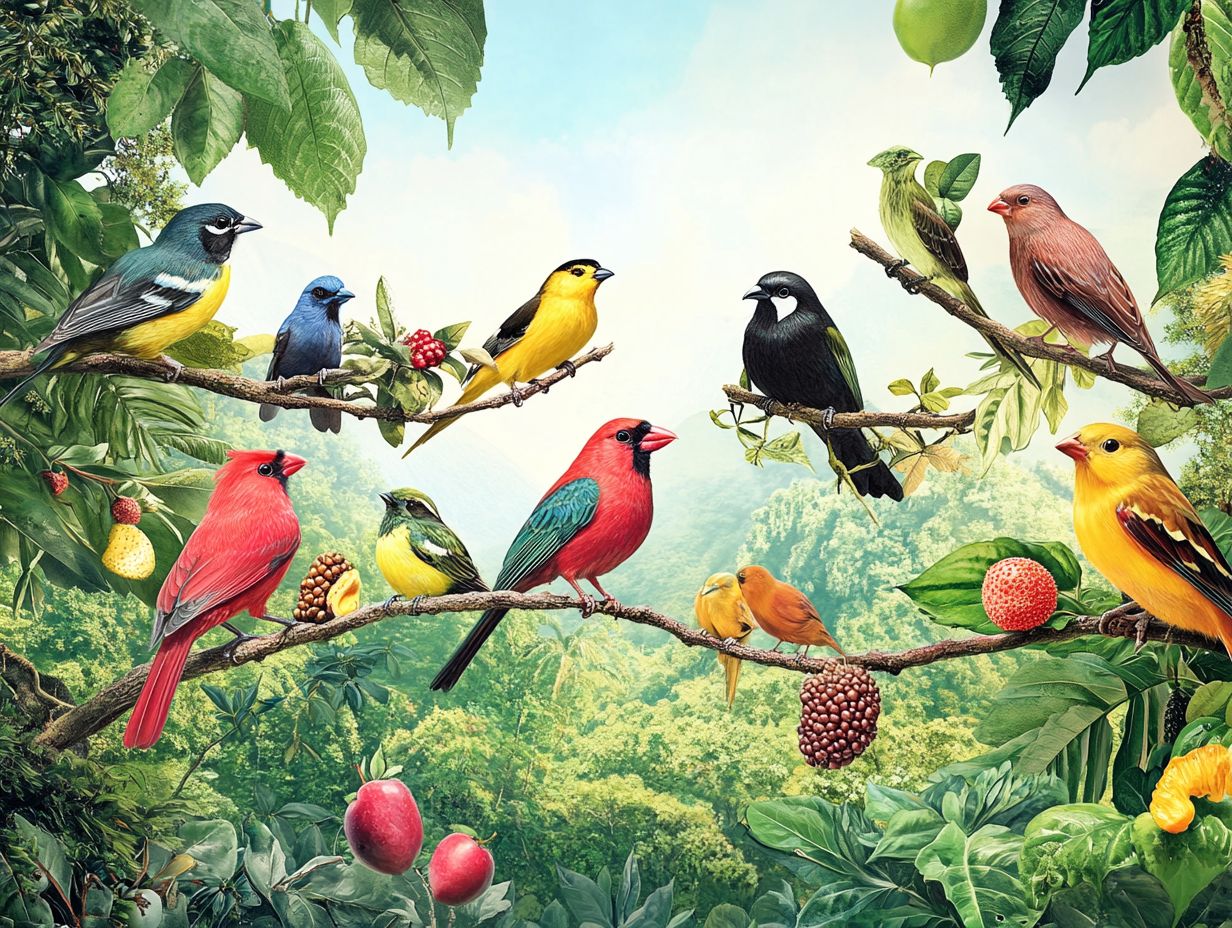 A bird perched on a branch with a vibrant background illustrating the importance of diet.