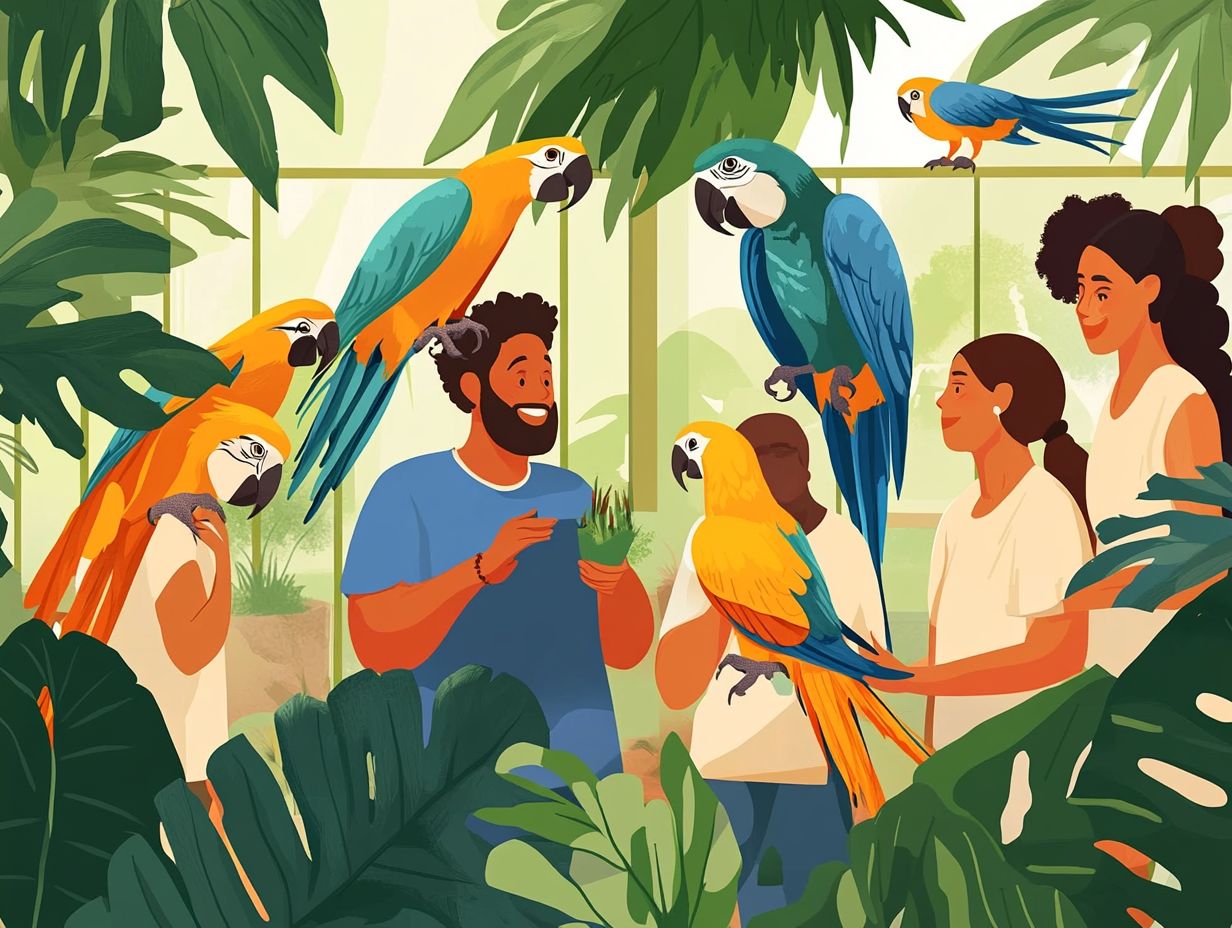 Illustration depicting the history of bird adoption movements