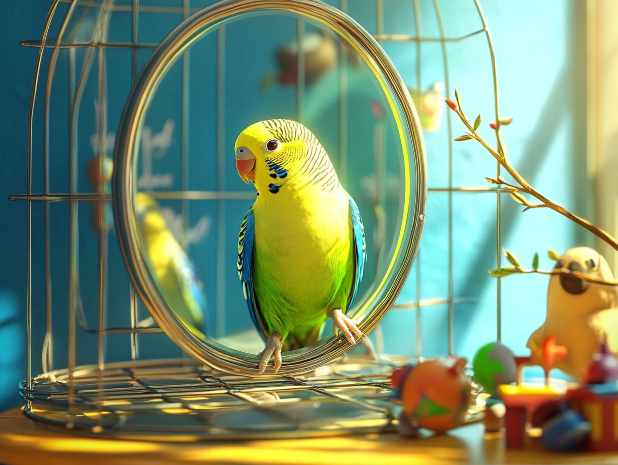 What is the purpose of using mirrors in bird cages?