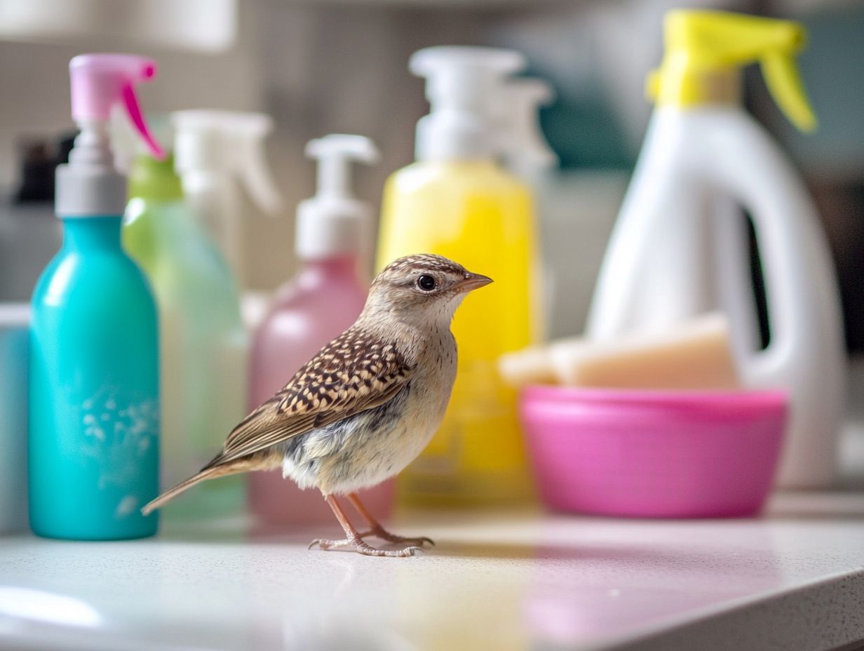 Illustration showing bird-safe cleaning products