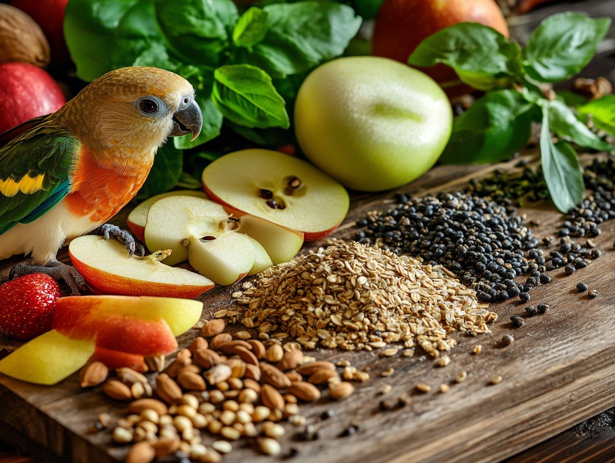 Diagram showing benefits and drawbacks of feeding pellets to pet birds